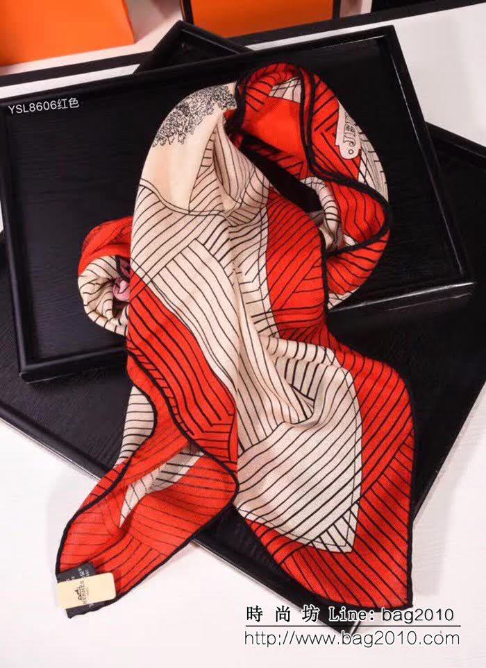 HERMES愛馬仕專櫃原版18年最新款真絲羊絨圍巾 YSL8606 LLWJ6384